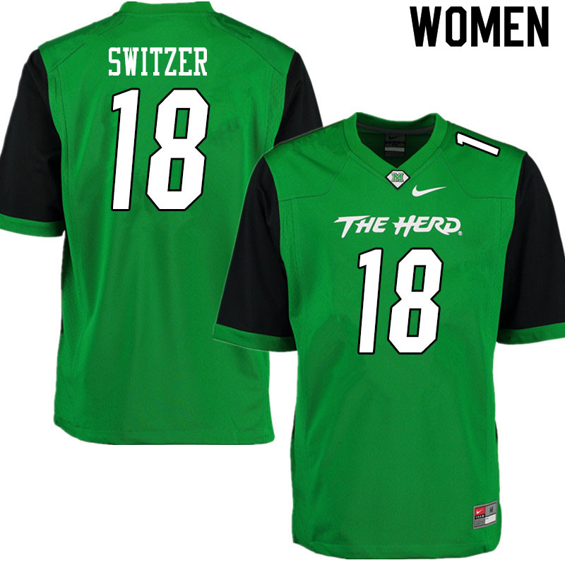 Women #18 Zach Switzer Marshall Thundering Herd College Football Jerseys Sale-Gren - Click Image to Close